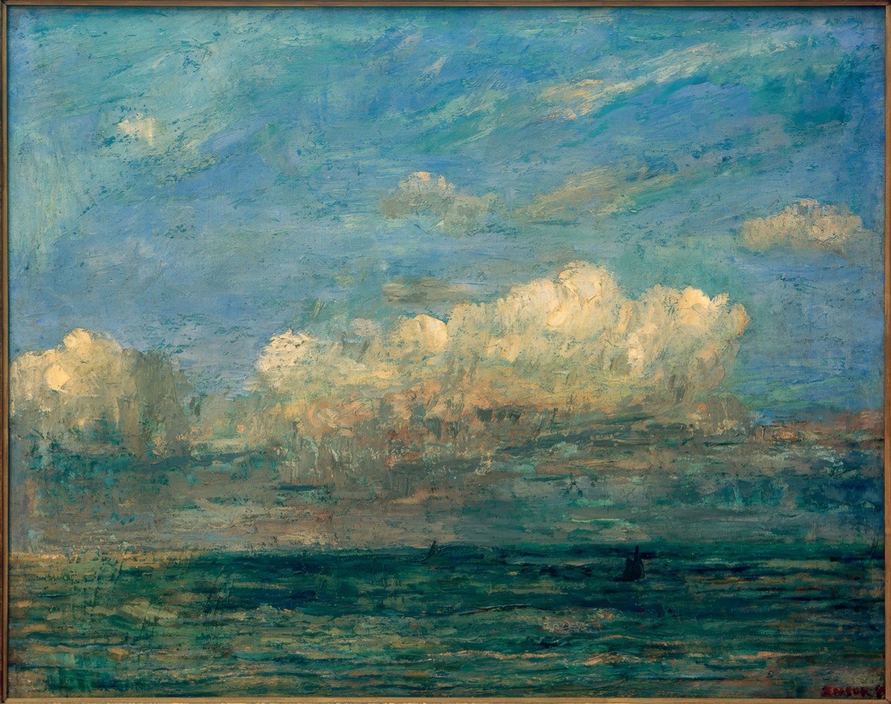 Zeegezicht met witte wolk door James Sidney Ensor