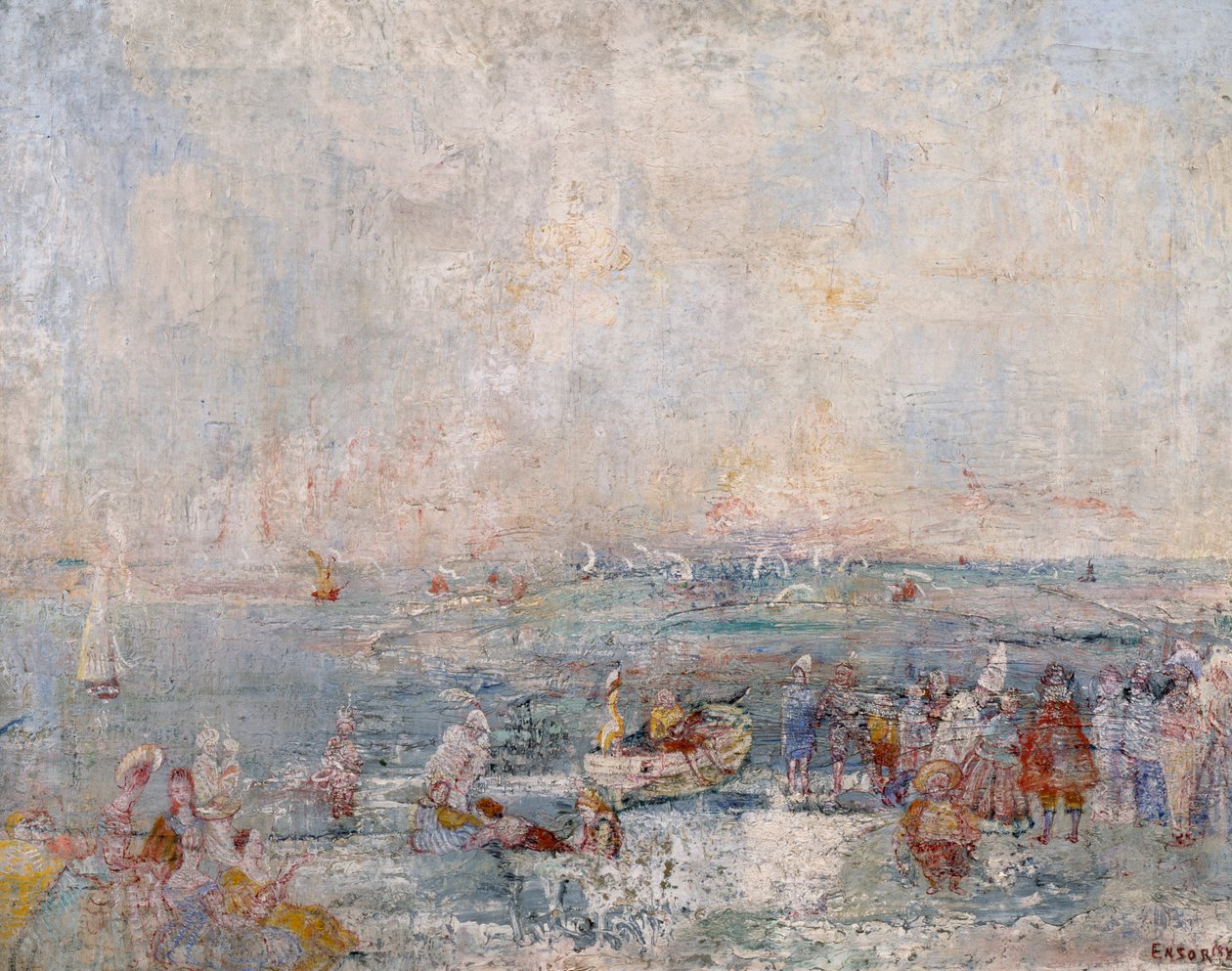Het carnaval op het strand door James Ensor