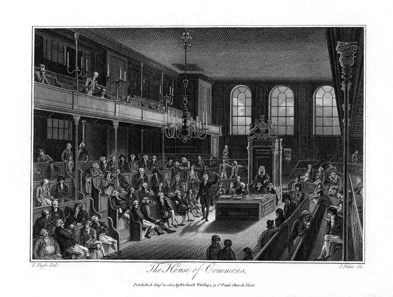 Het Lagerhuis, Londen, 1804 door James Fittler