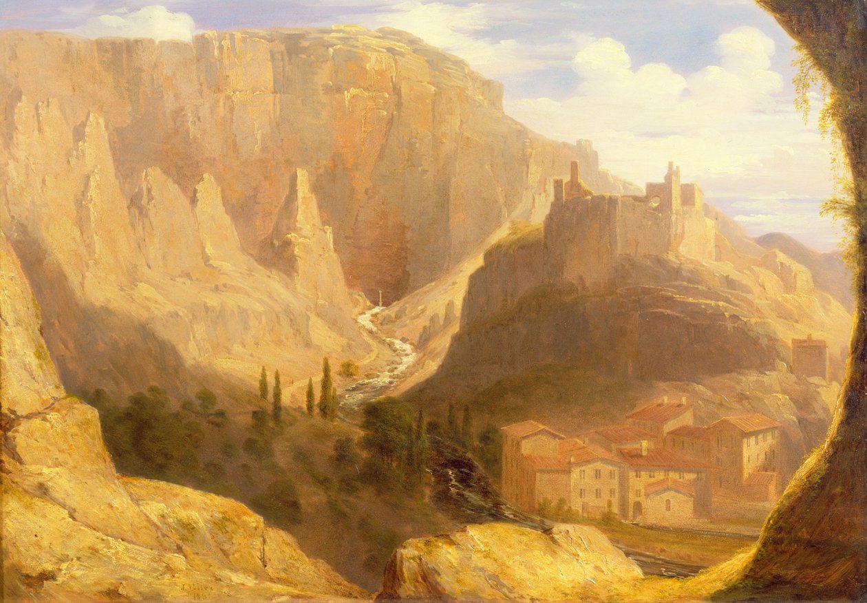 Heuvelstad in Italië, 1831 door James Giles