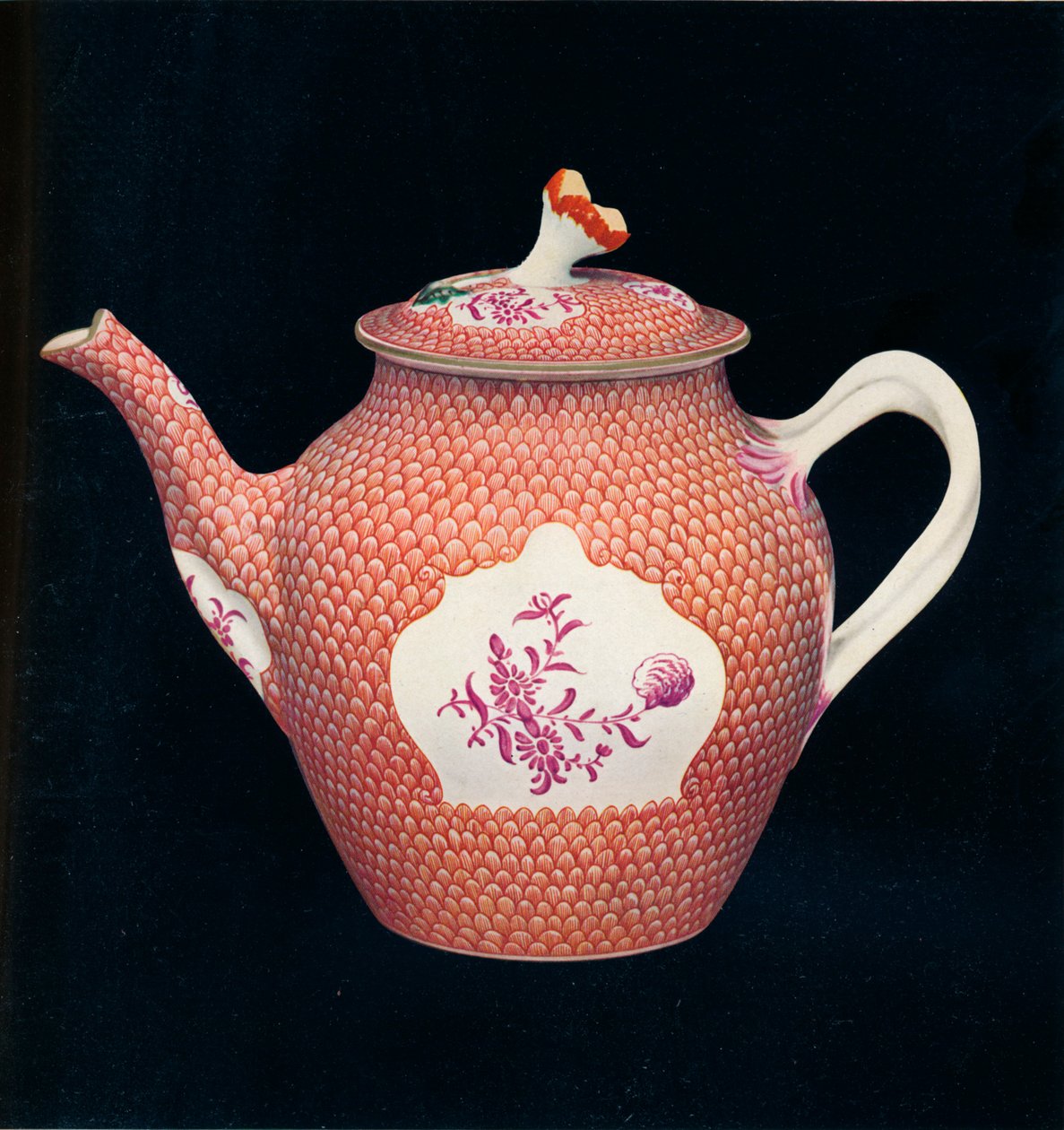 Worcester theepot en deksel, c1770 door James Giles