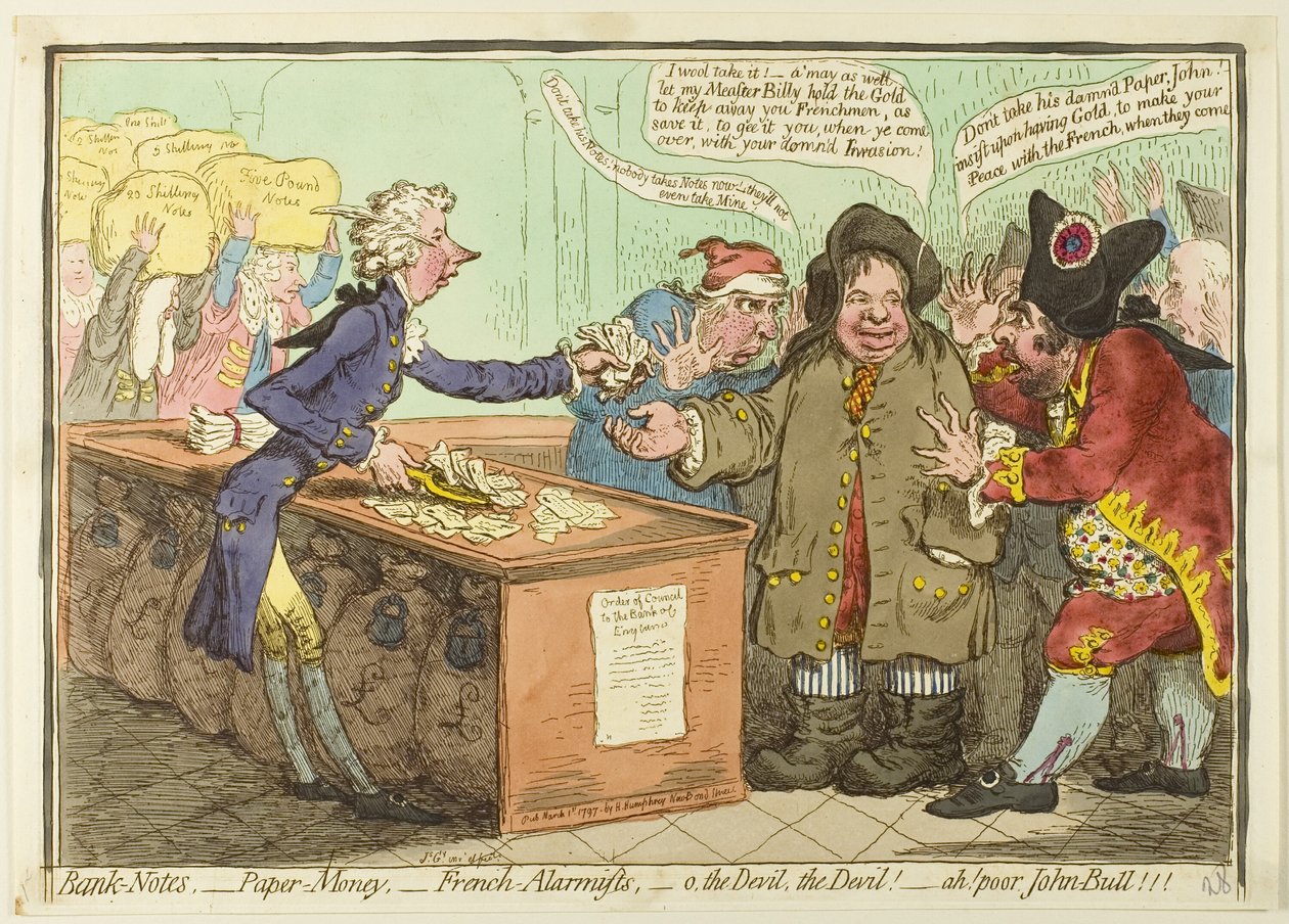 Bankbiljetten, papiergeld door James Gillray