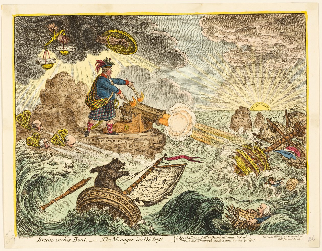 Bruin in zijn Boot door James Gillray