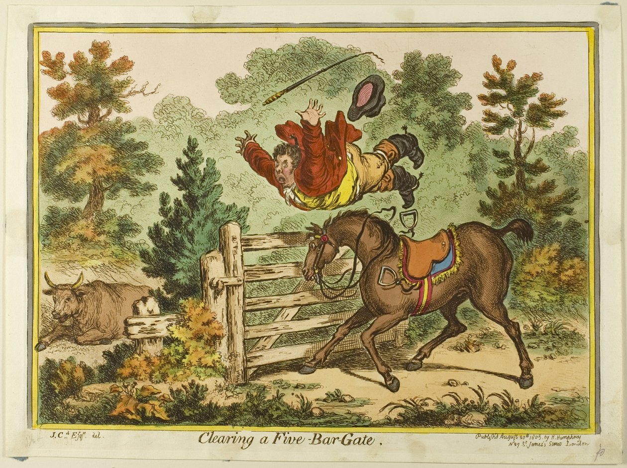 Een poort met vijf balken openen door James Gillray