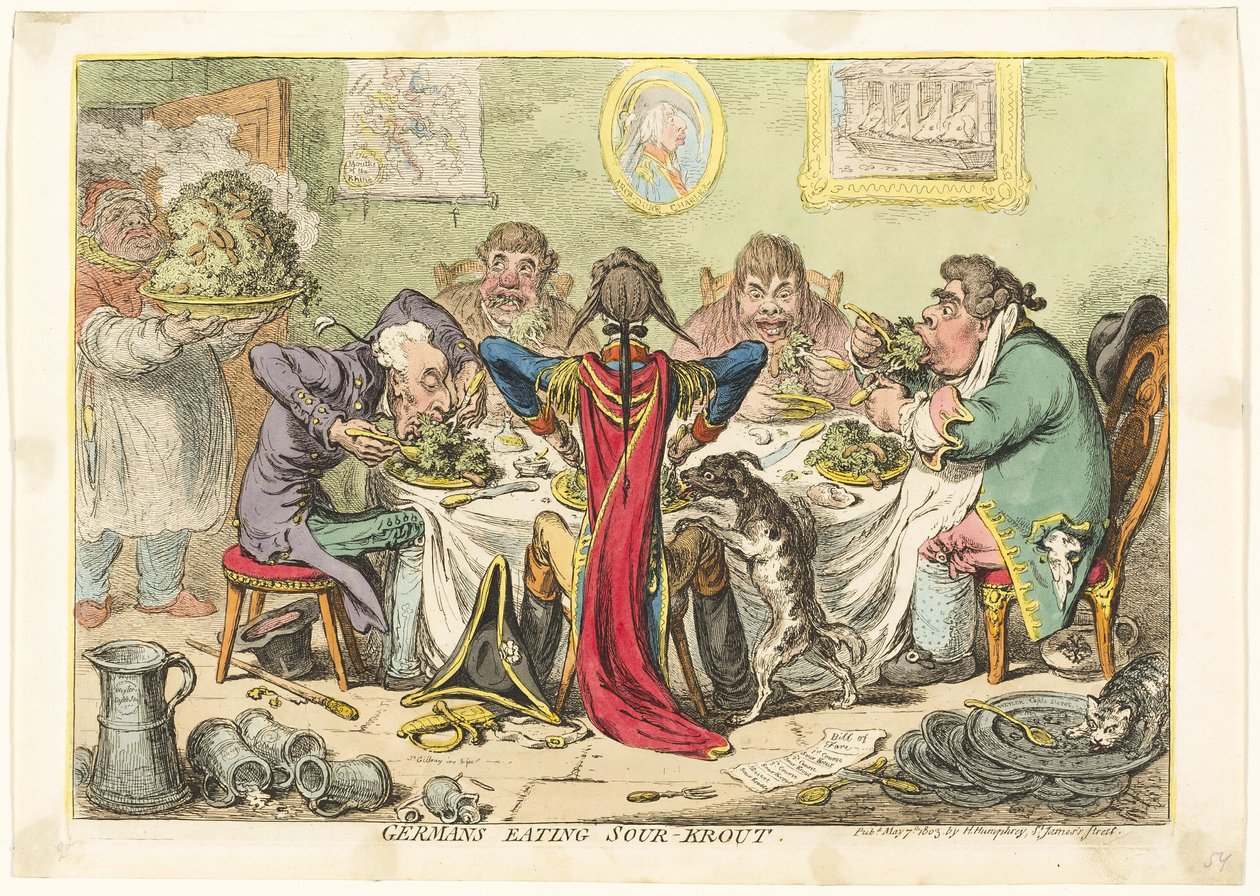 Duitsers die zuurkool eten door James Gillray