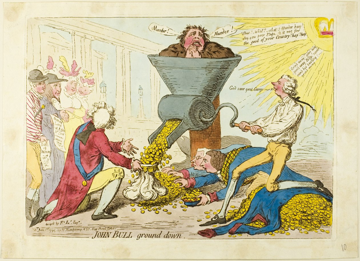 John Bull Omlaag door James Gillray