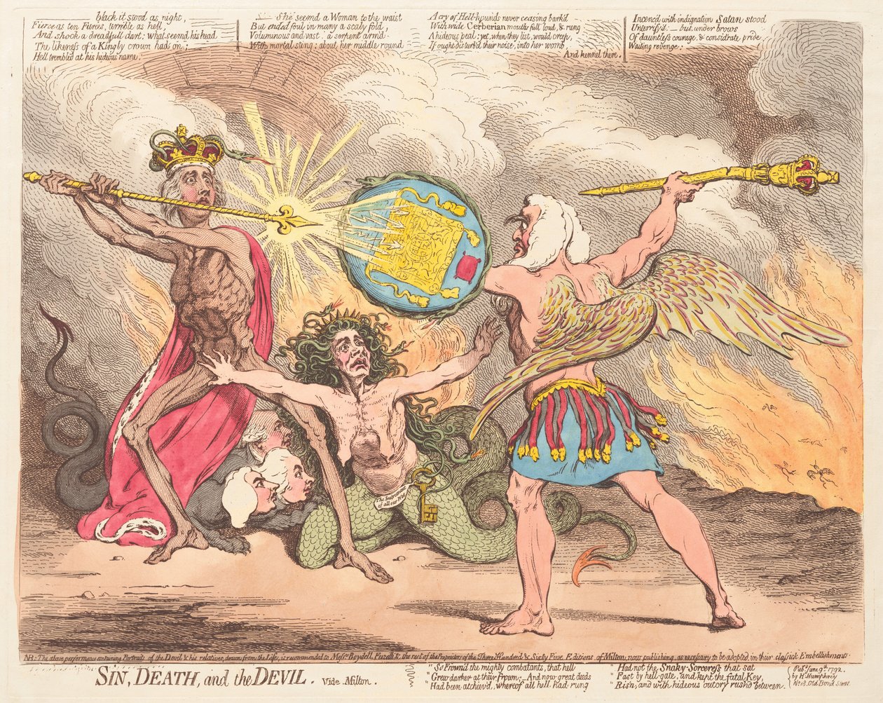 Zonde, Dood en de Duivel, zie Milton door James Gillray