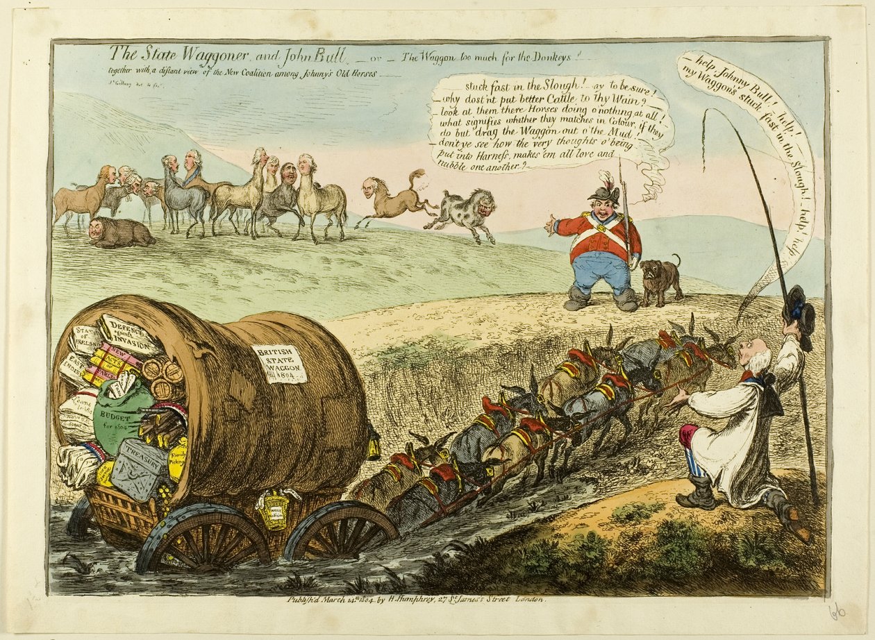 De staat Waggoner en John Bull door James Gillray