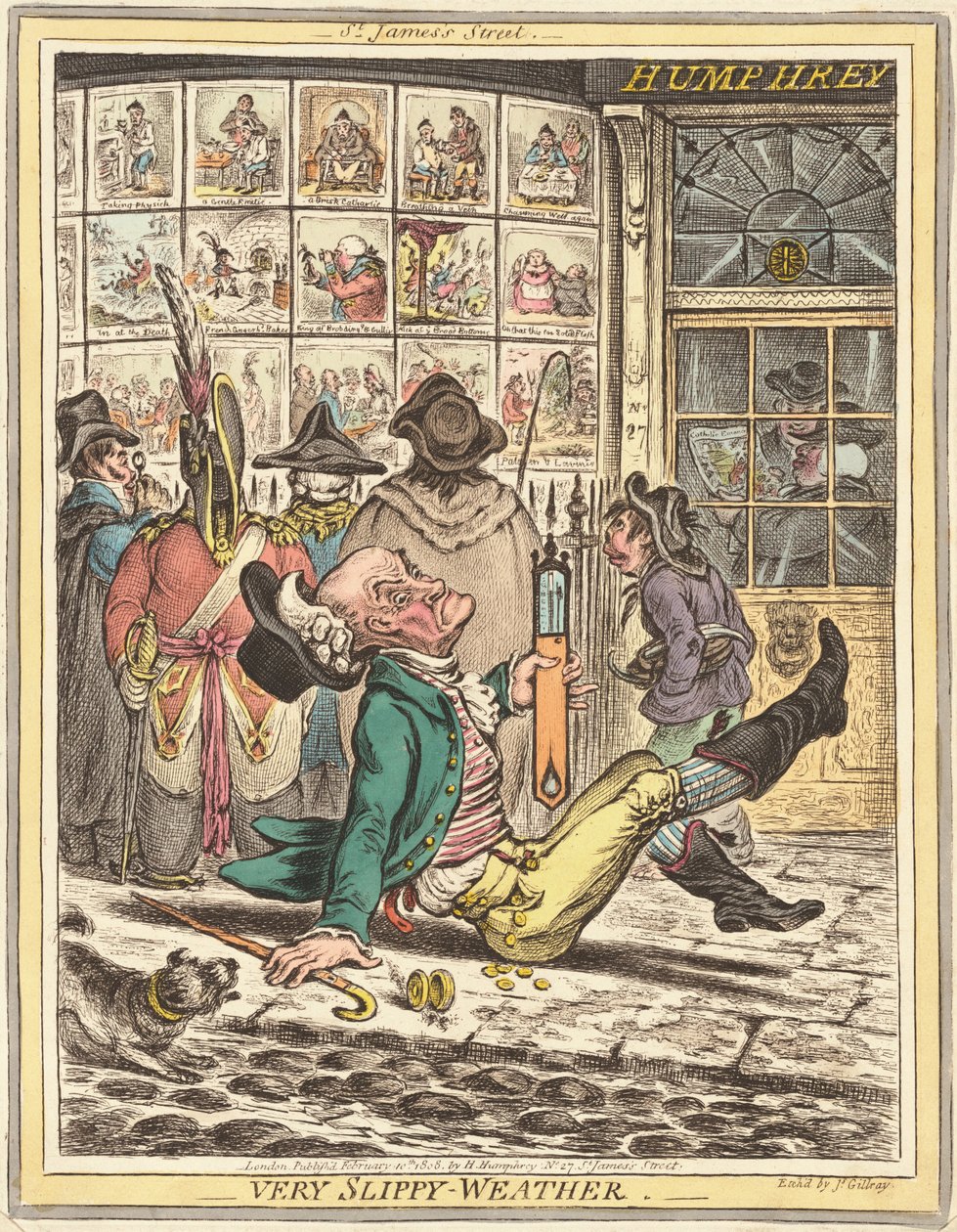 Zeer glad weer door James Gillray after Rev. John Sneyd