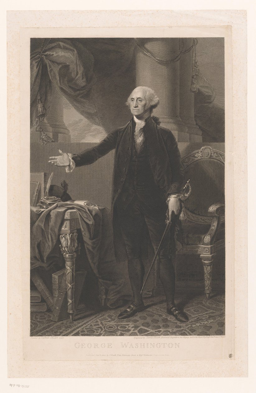 Portret van George Washington door James Heath