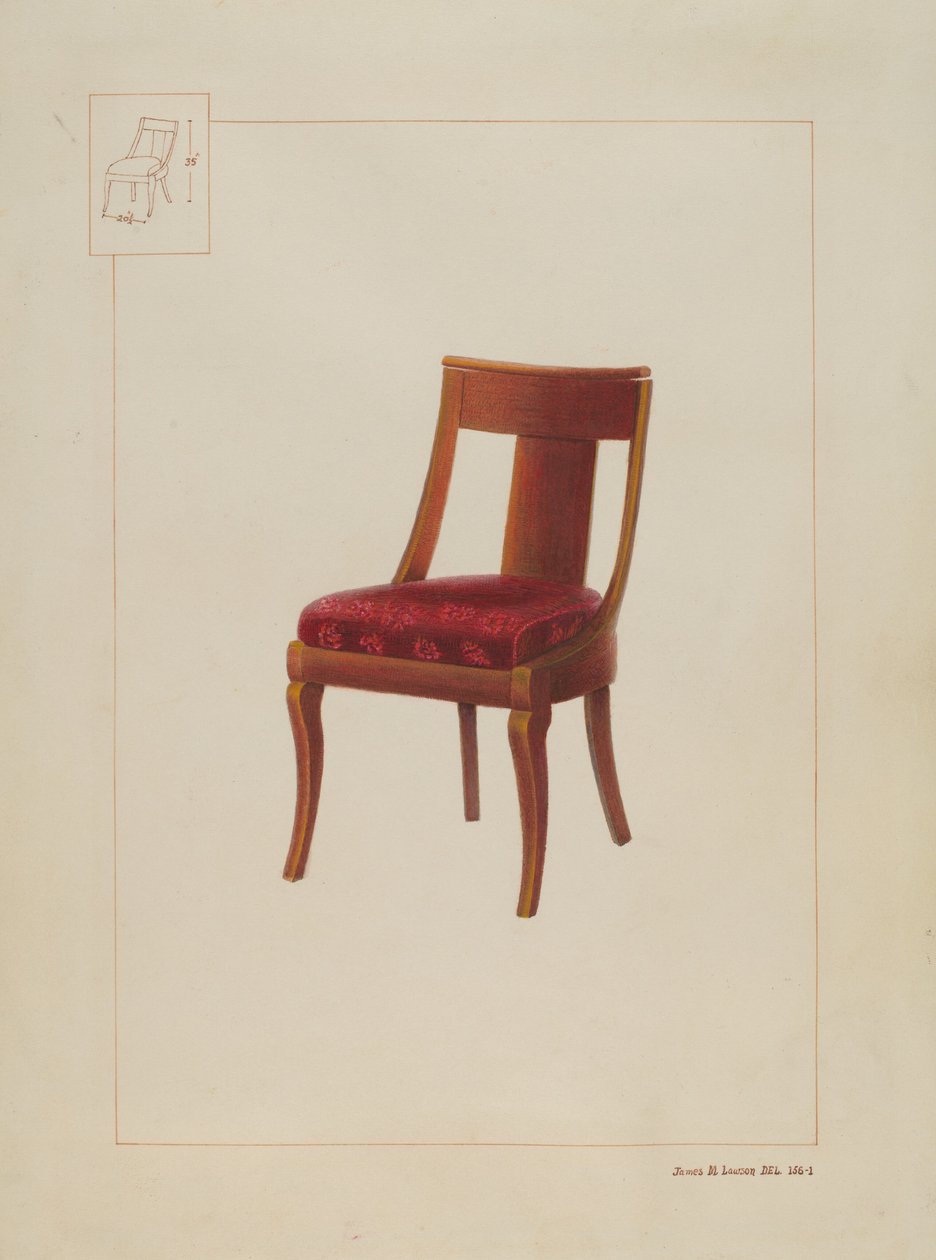 Mahoniehouten stoel door James M. Lawson