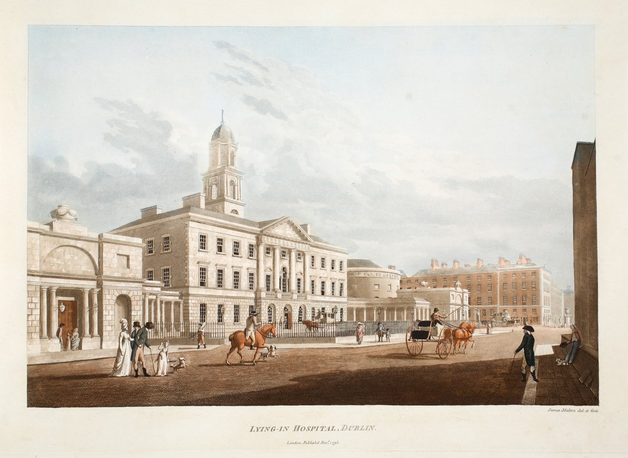Kraamkliniek, Dublin, 1795 door James Malton