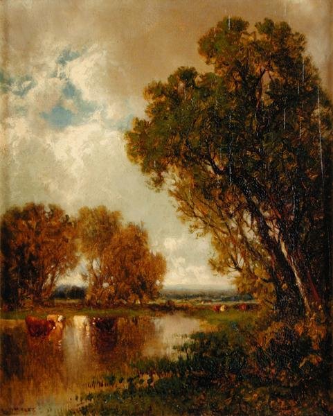 Koeien in landschap door James McDougal Hart
