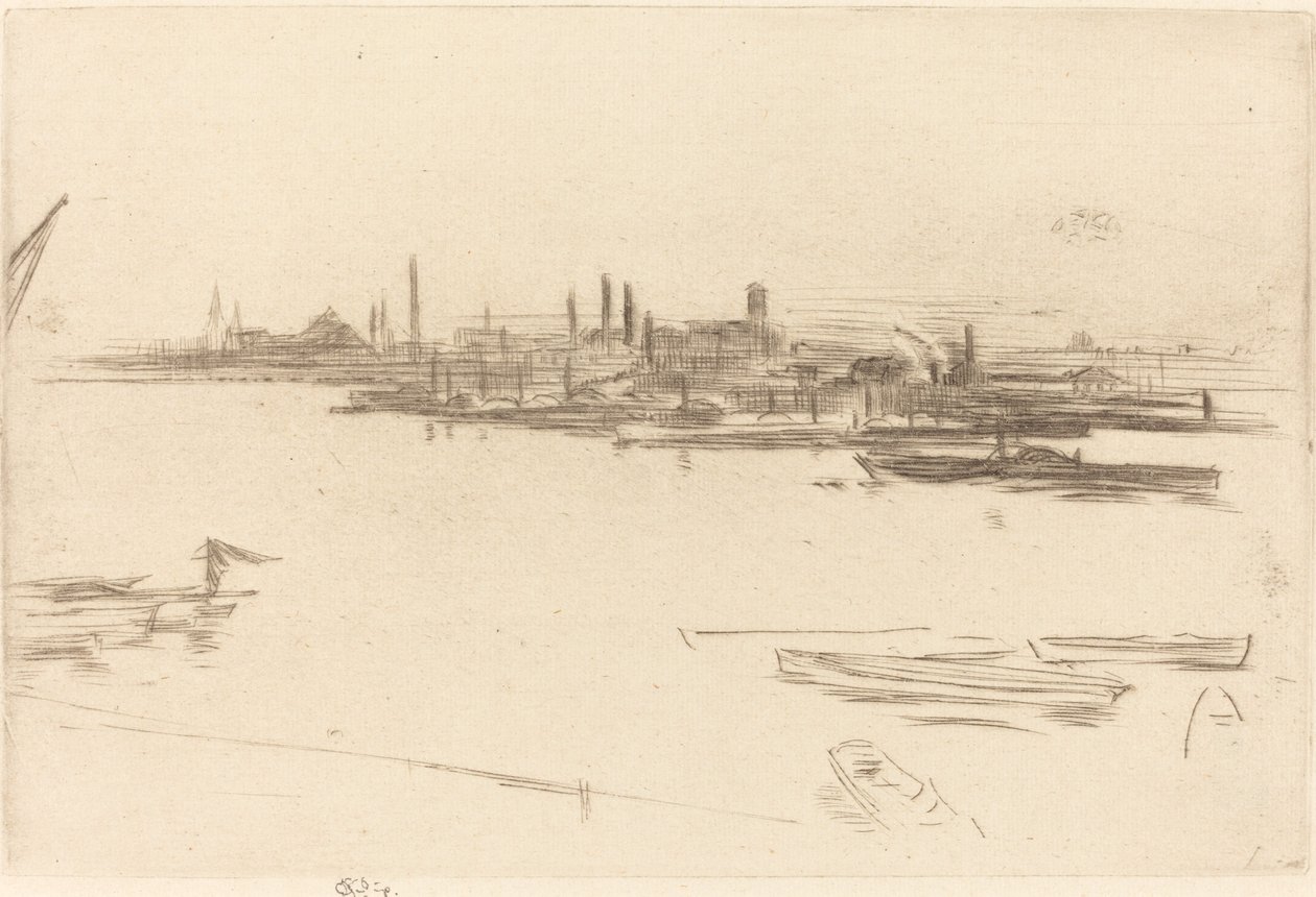 Battersea: Dageraad door James Abbott McNeill Whistler