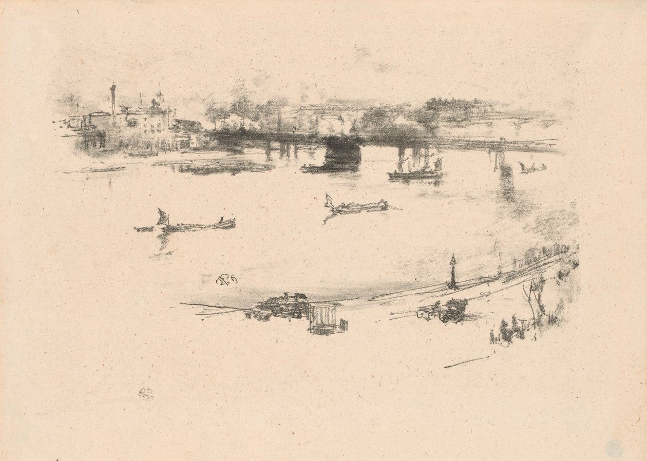 Charing Cross Spoorwegbrug door James Abbott McNeill Whistler