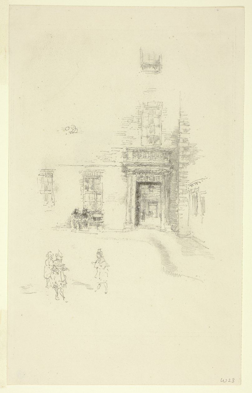 Binnenplaats, Chelsea Hospital door James Abbott McNeill Whistler