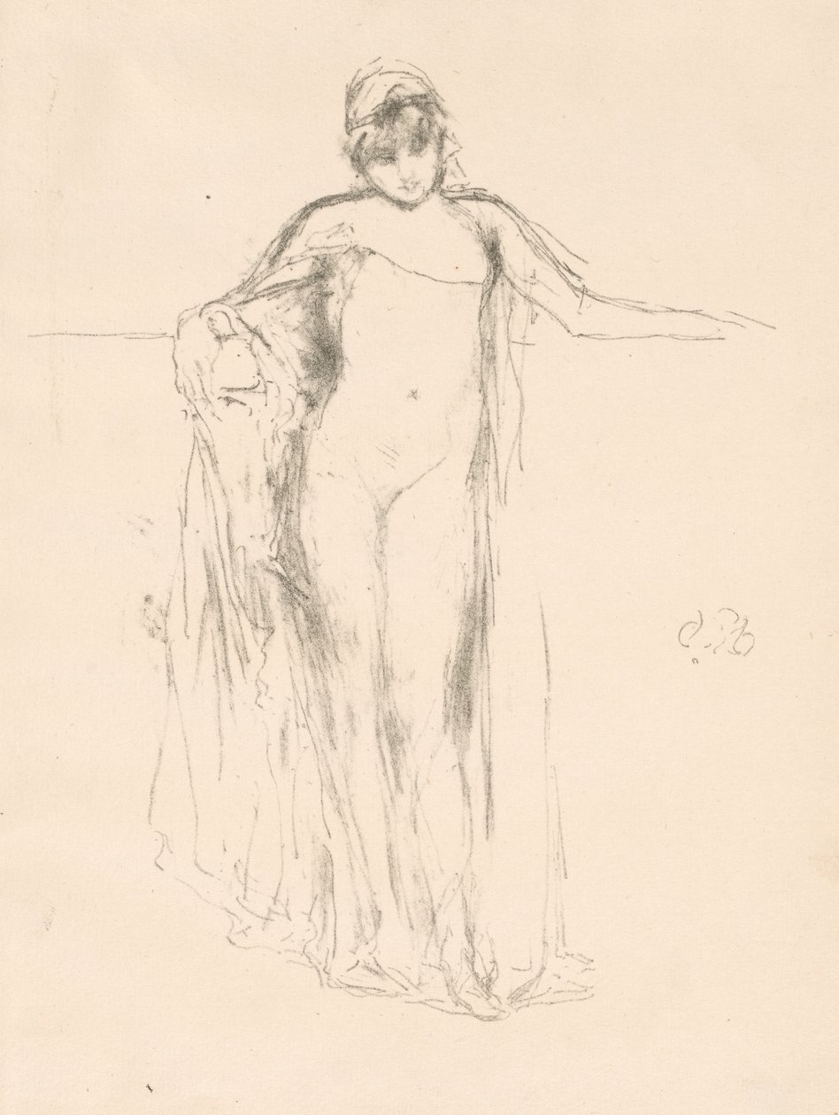 Gedrapeerd model, staand door James McNeill Whistler