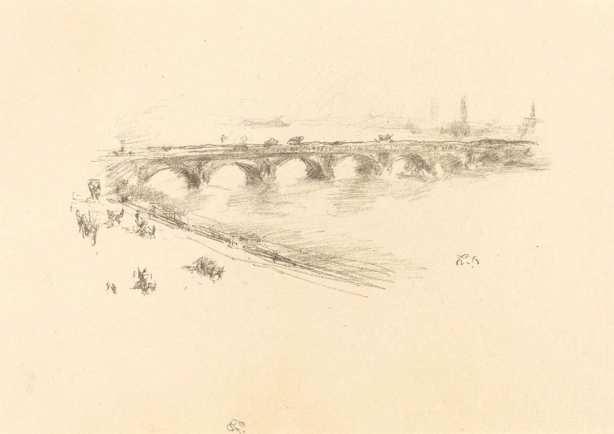 Avond, Kleine Waterloo Brug door James Abbott McNeill Whistler