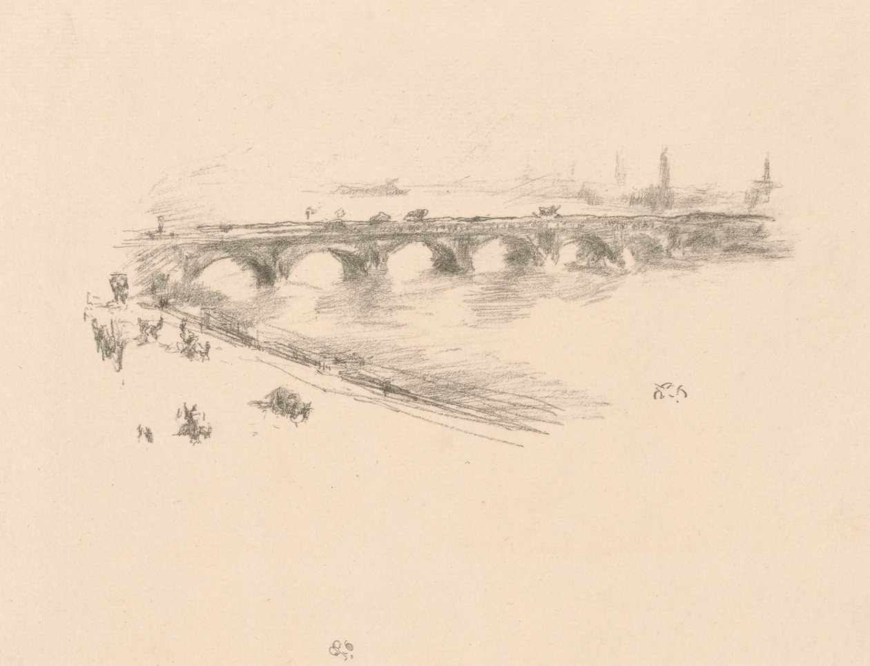 Avond, Kleine Waterloo Brug door James Abbott McNeill Whistler