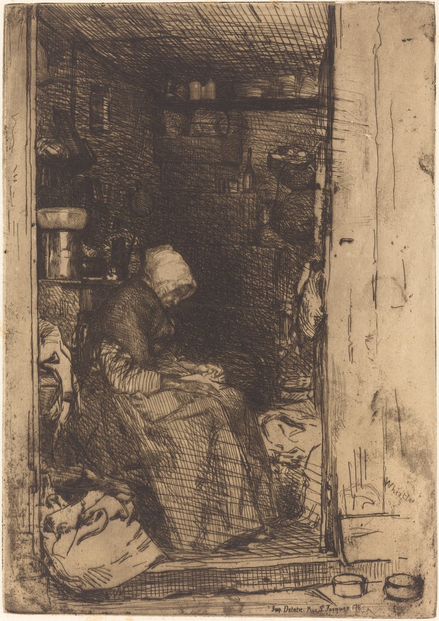 De oude vrouw met lompen door James Abbott McNeill Whistler