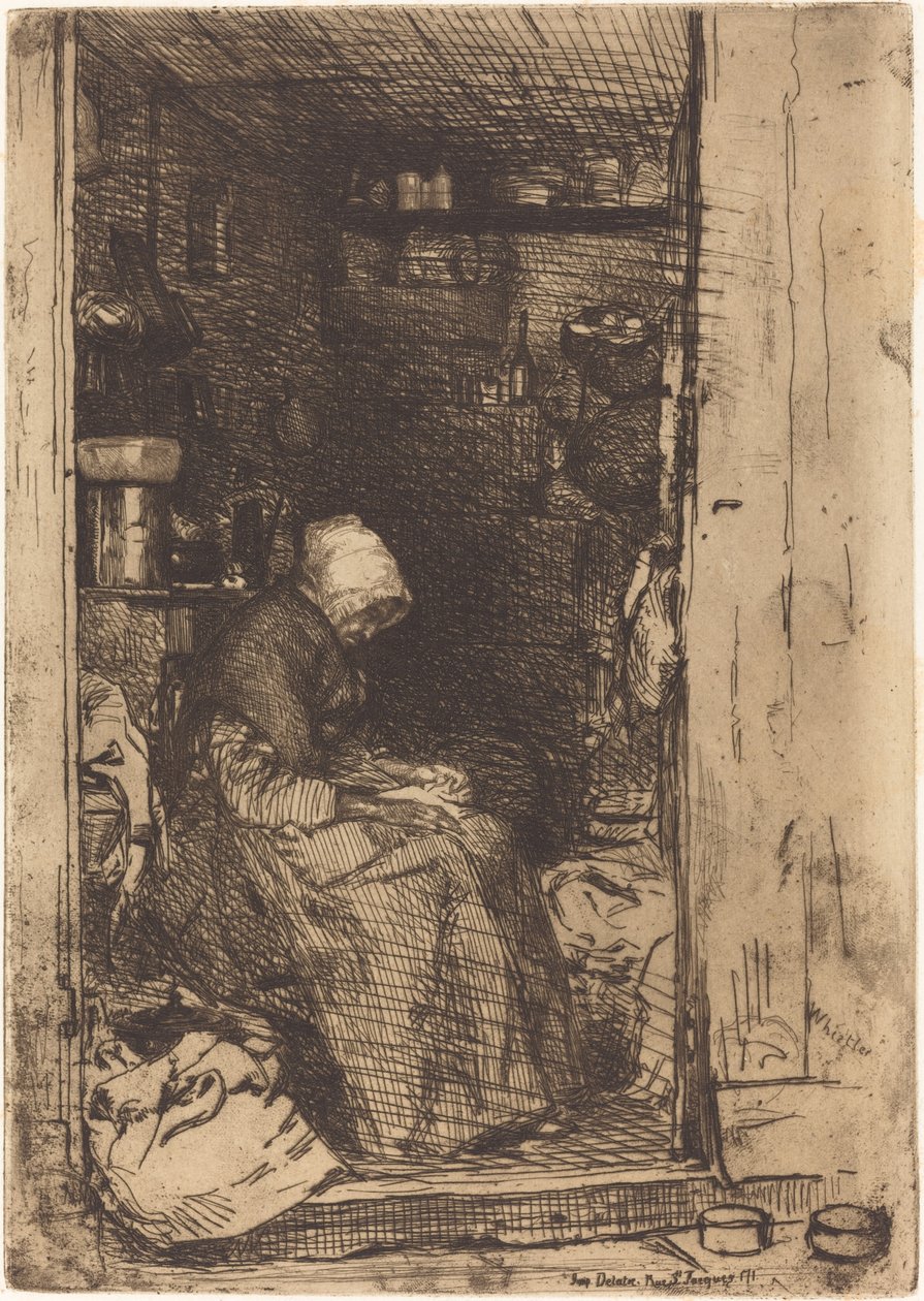 De Oude Vrouw met Lappen door James Abbott McNeill Whistler