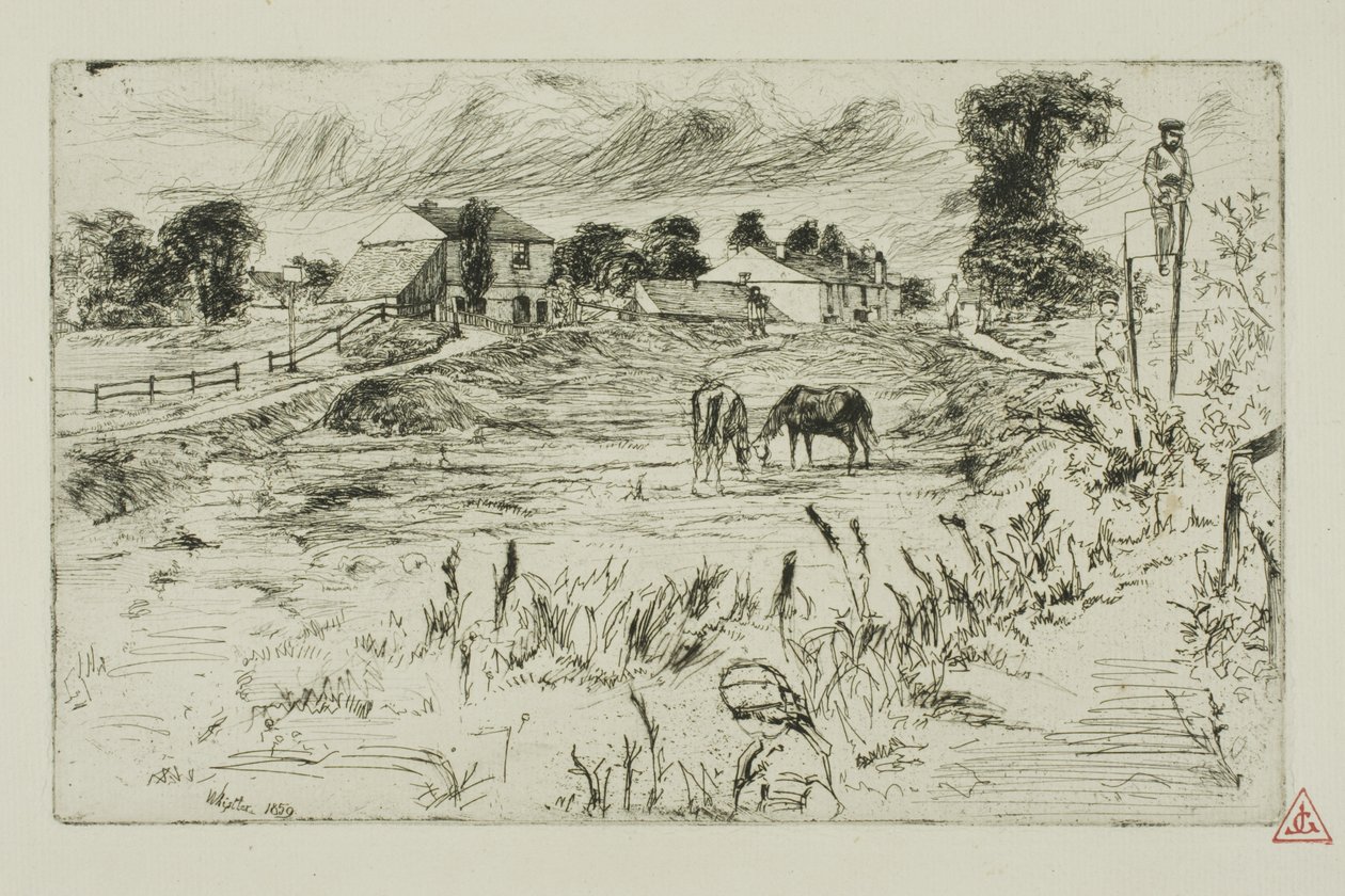 Landschap met Paarden door James Abbott McNeill Whistler