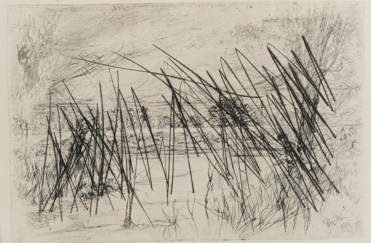 Landschap met een Visser door James Abbott McNeill Whistler