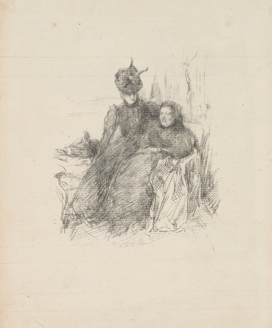 Moeder en dochter [De Zieke Moeder] door James Abbott McNeill Whistler