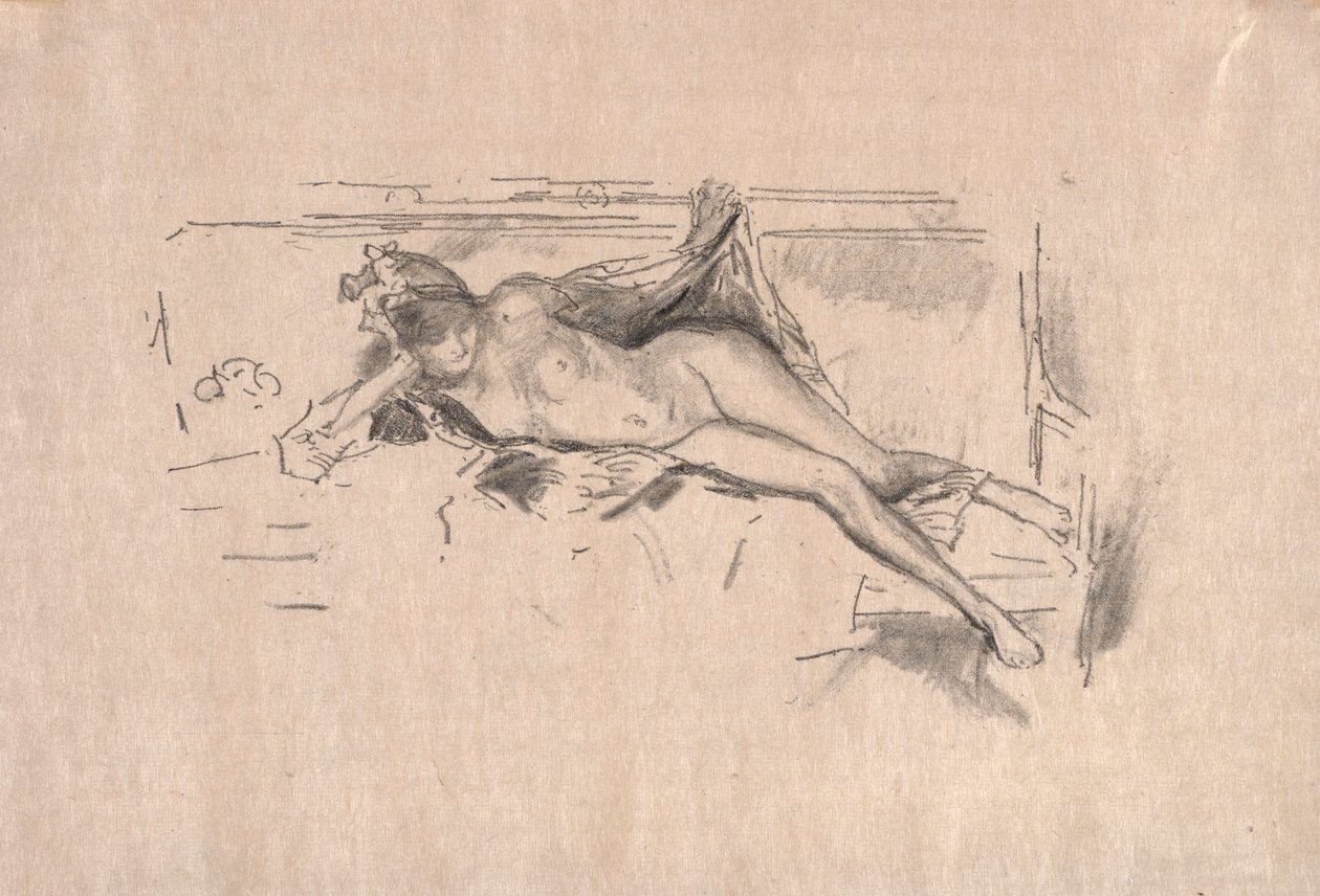 Naakt Model Liggend door James McNeill Whistler