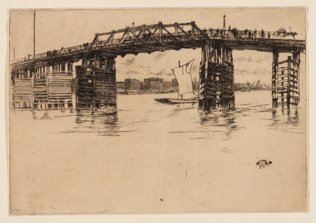 Oude Battersea-brug door James Abbott McNeill Whistler