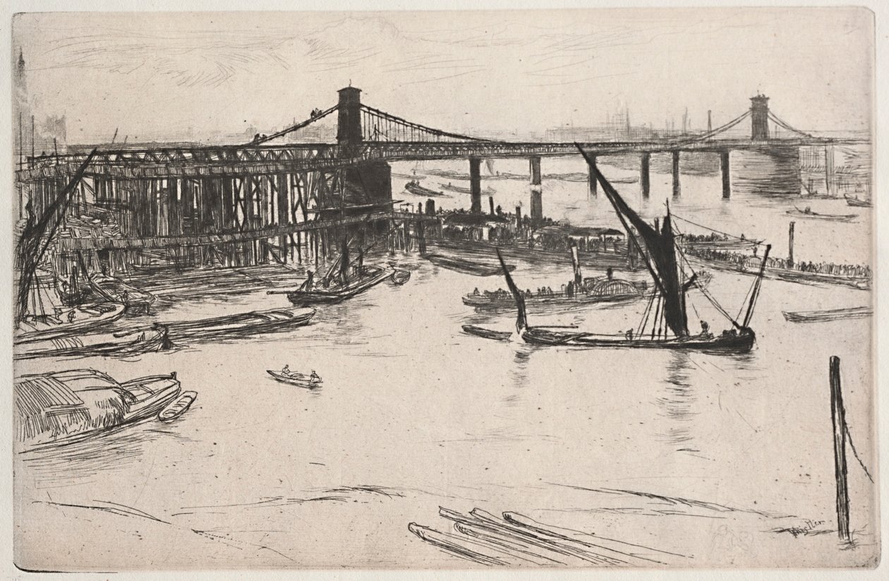Oude brug Hungerford door James McNeill Whistler