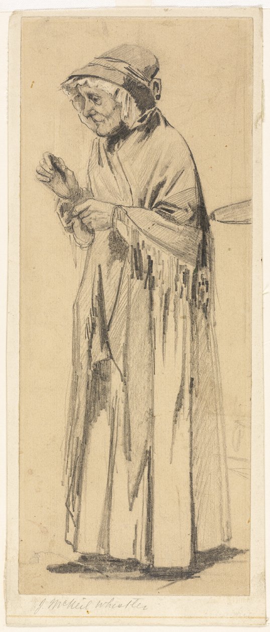 Oude Vrouw met Sjaal en Muts door James Abbott McNeill Whistler