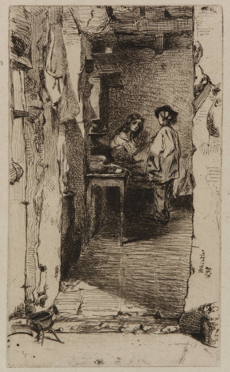 Voddenrapers, Quartier Mouffetard, Parijs door James Abbott McNeill Whistler