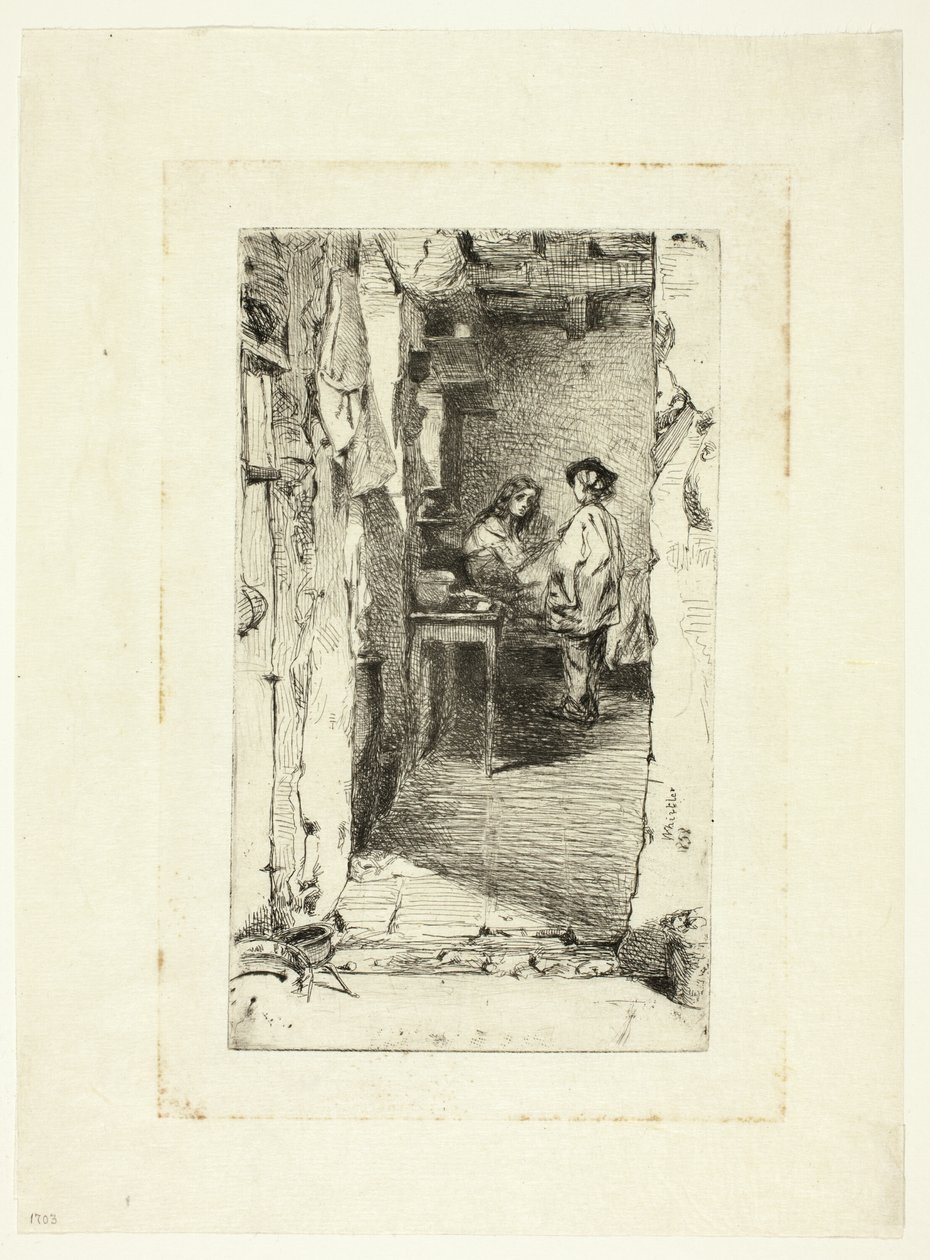 Voddenrapers, Quartier Mouffetard, Parijs door James Abbott McNeill Whistler