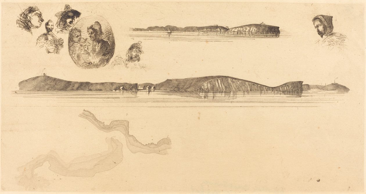 Schetsen op de Kustonderzoek Plaat door James Abbott McNeill Whistler