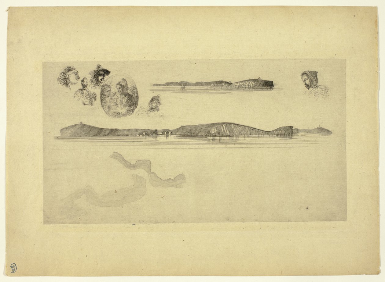 Schetsen op de Kustonderzoek Plaat door James Abbott McNeill Whistler