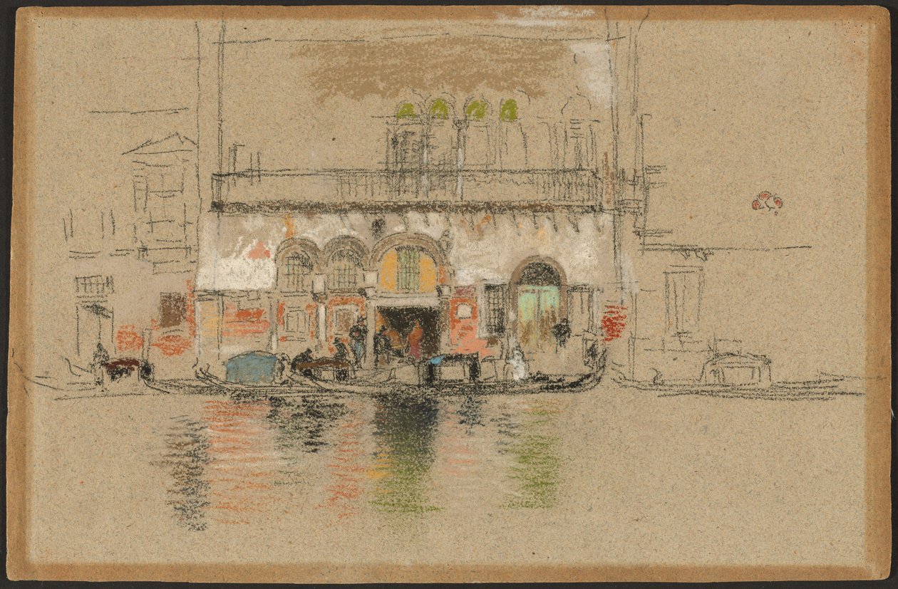 Het paleis; wit en roze door James Abbott McNeill Whistler