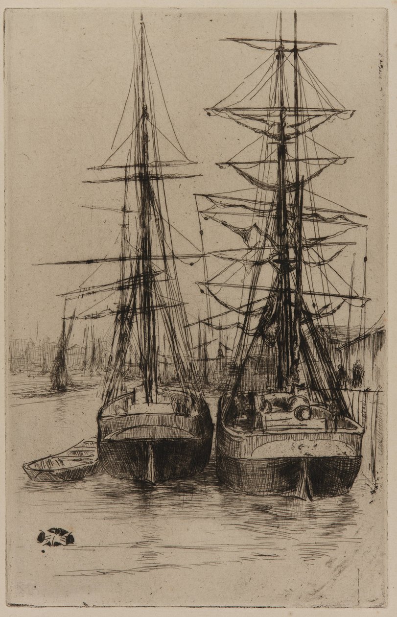 De twee schepen door James Abbott McNeill Whistler