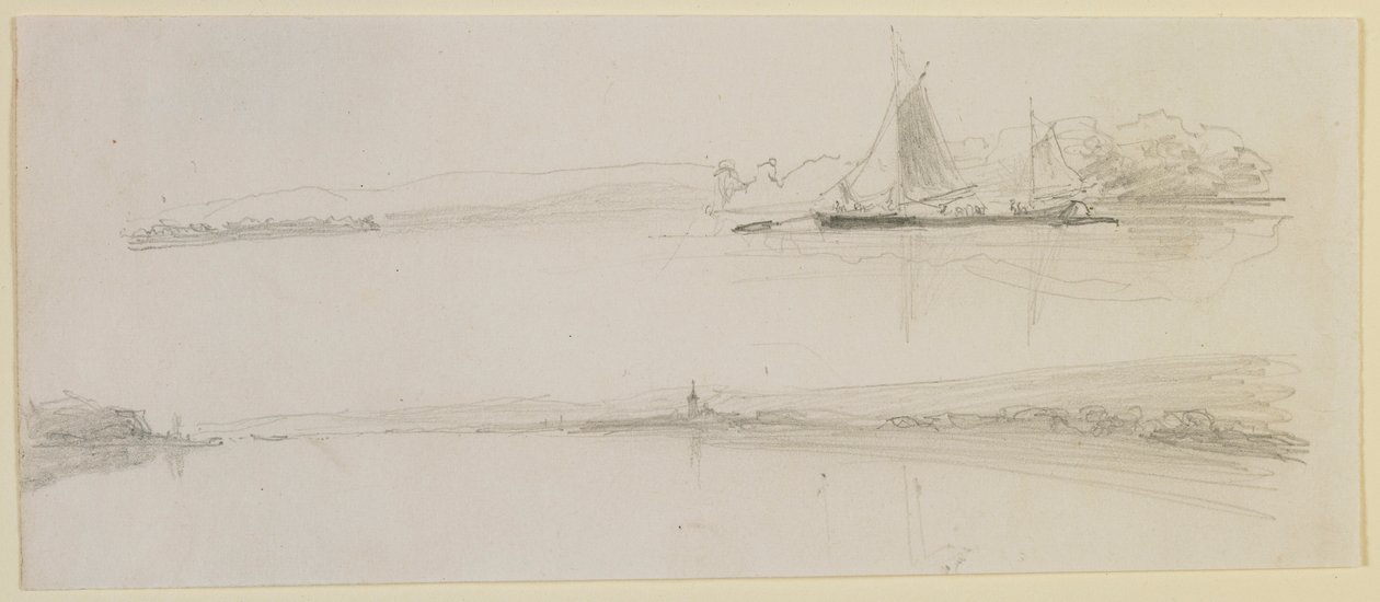 Twee scènes aan een rivier door James Abbott McNeill Whistler