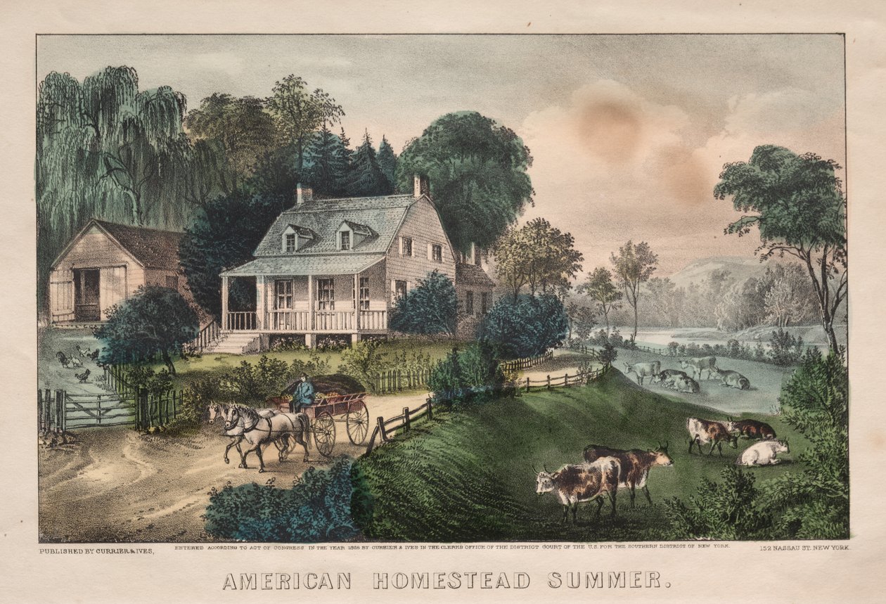 Amerikaanse hoeve, zomer door James Merritt Ives