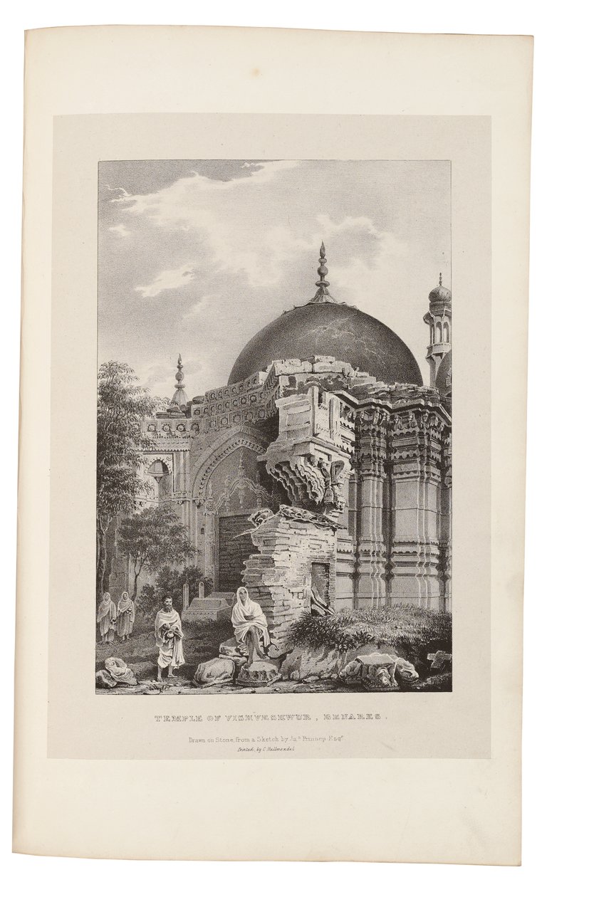 Tempel van Vishweshwur, Benares 1831-33 (litho) door James Prinsep
