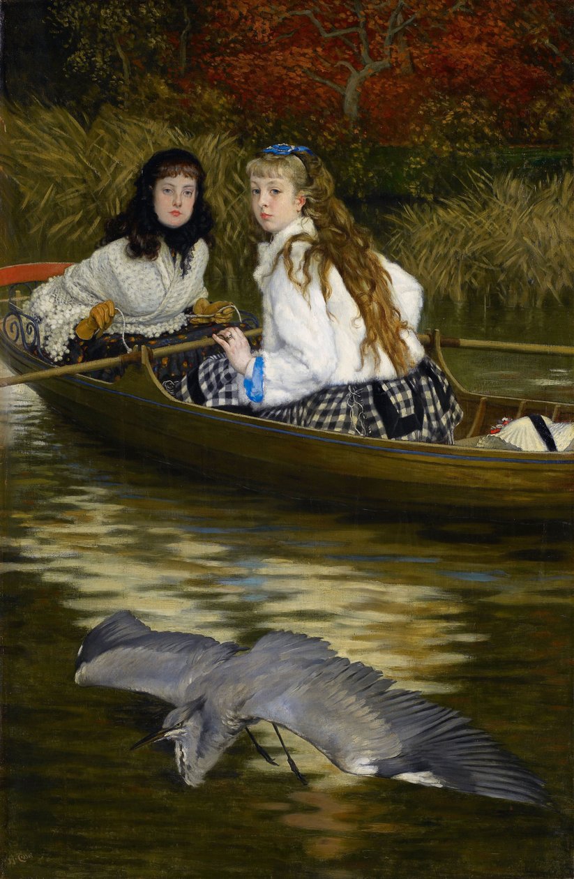 Op de Theems, een reiger door James Tissot