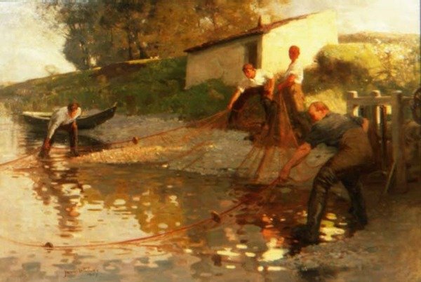 Tweed Zalmvissers door James Wallace