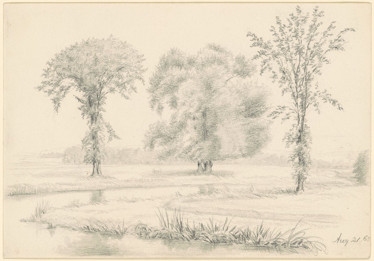 Landschap met drie bomen door James Wells Champney