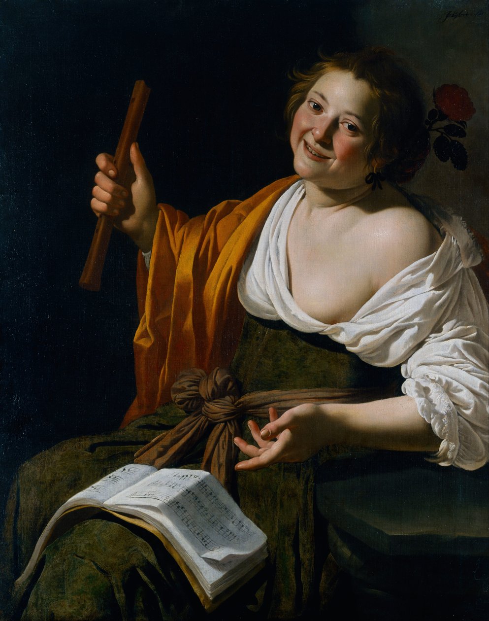 Meisje met een fluit door Jan van Bijlert or Bylert
