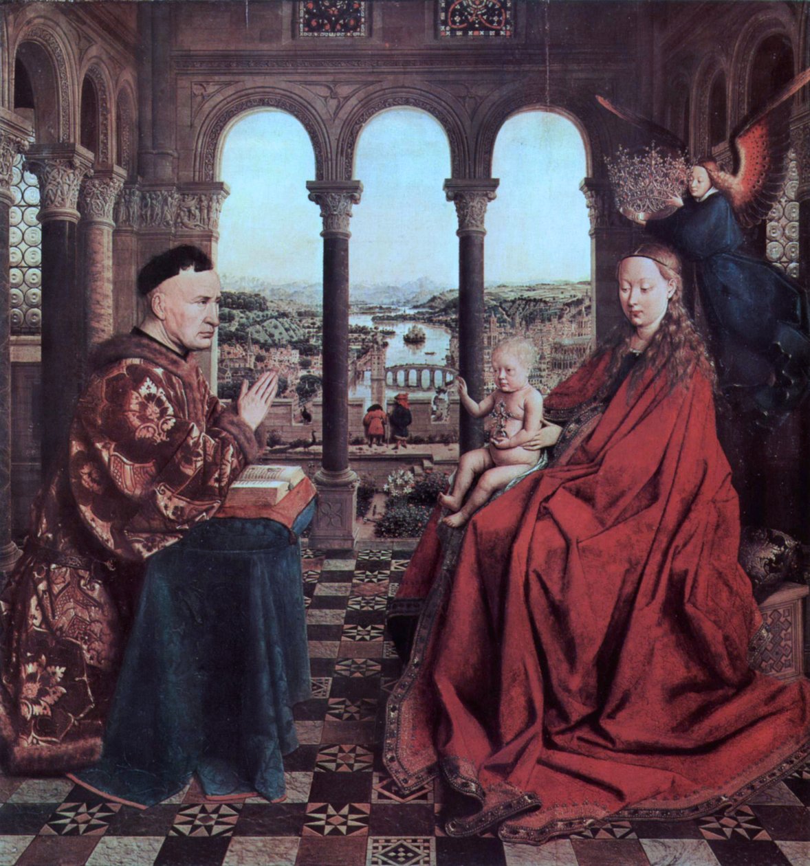 Kanselier Rolin biddend voor de Maagd door Jan van Eyck