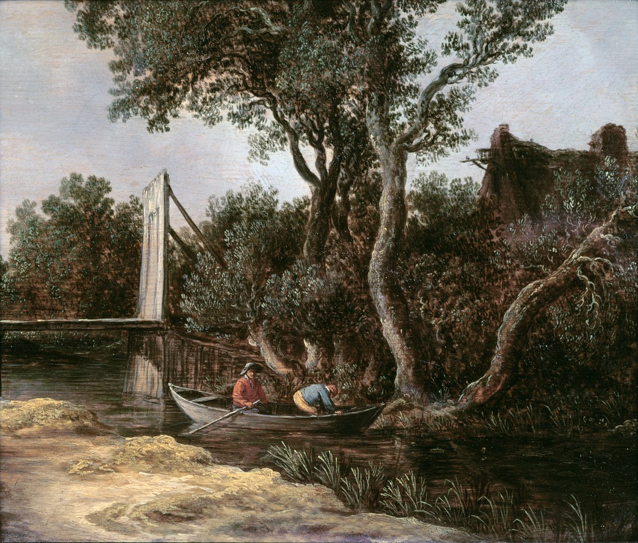 Landschap met Brug, ca. 1628 door Jan Josephsz van Goyen