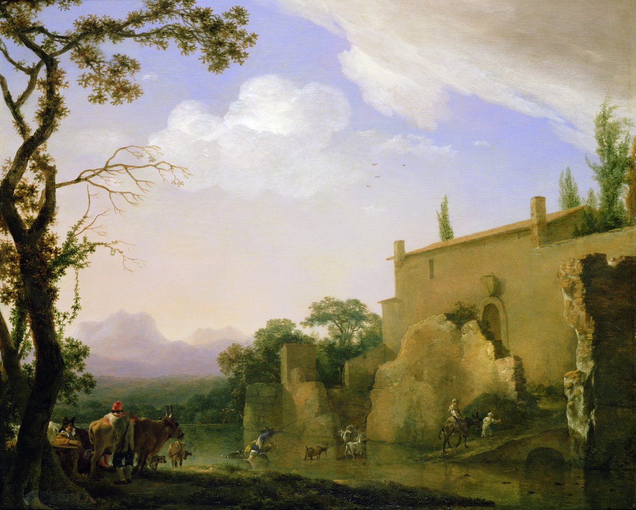 Een Italiaans landschap, 17e eeuw door Jan Asselyn