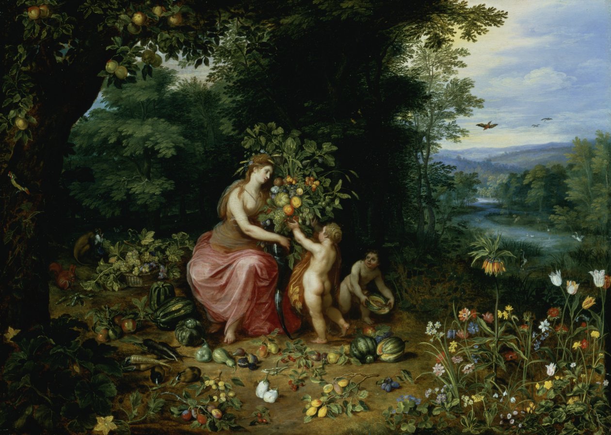 Allegorie van overvloed door Jan the Elder Brueghel
