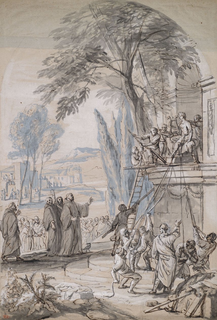Oprichting van een standbeeld in een nis door Jan Erasmus Quellinus